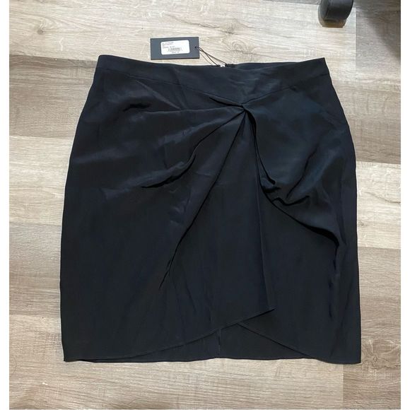 Derek Lam NWT Sarong Skirt in Black Italian 100% Silk, Size 8, MSRP $890 - Picture 1 of 10